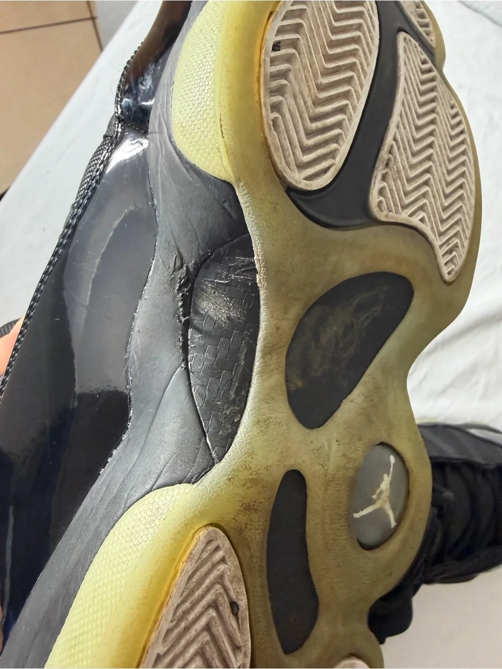 AIR JORDAN 6 RINGS 3 Black Patent Leather High-Top Sneakers with Icy Sole
